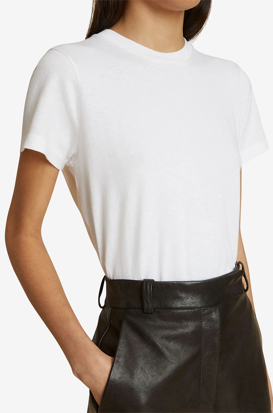 KHAITE T-shirt raccourci en coton flammé The Emmylou Femme BLANC 5