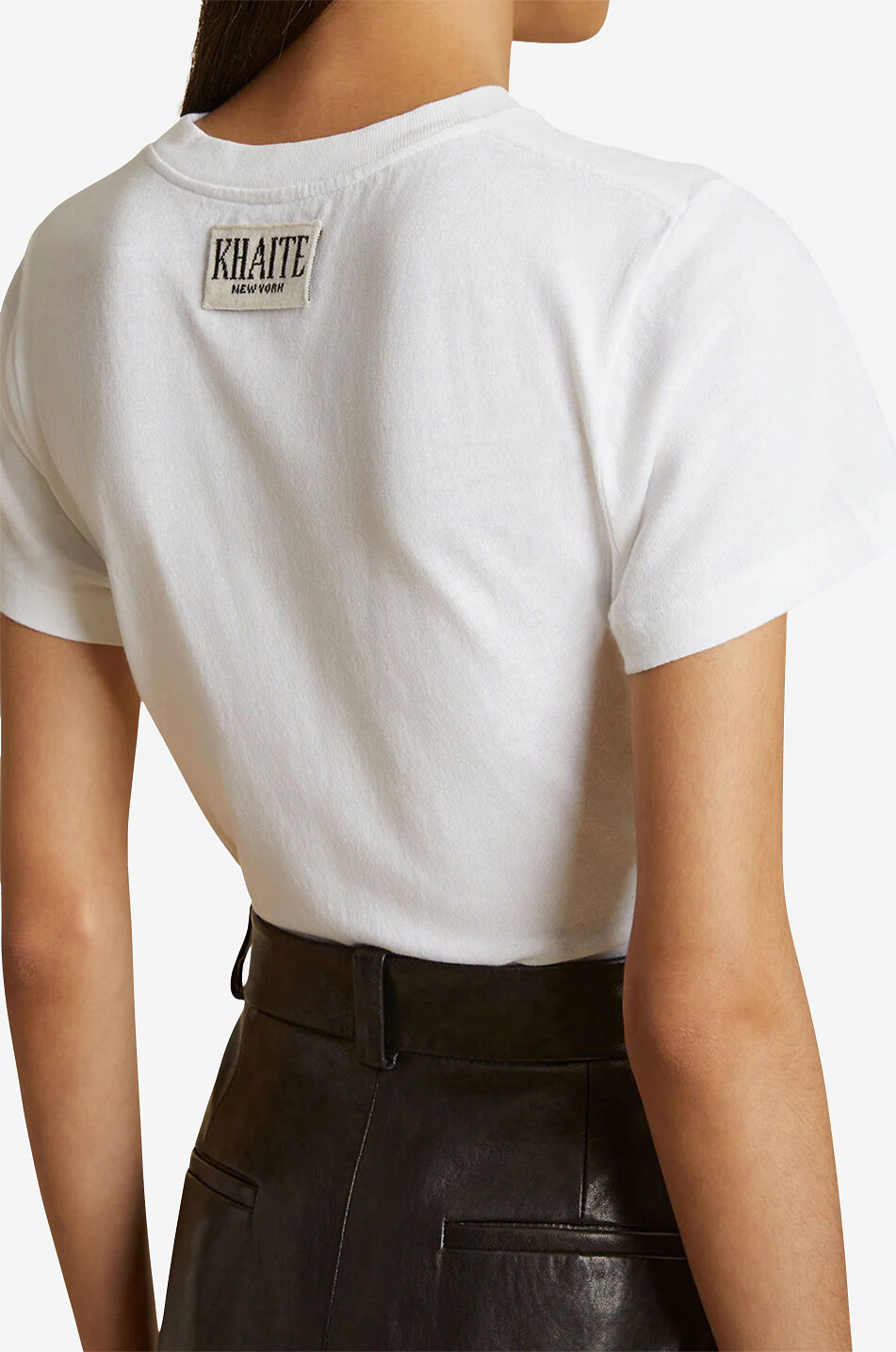 KHAITE T-shirt raccourci en coton flammé The Emmylou Femme BLANC 6