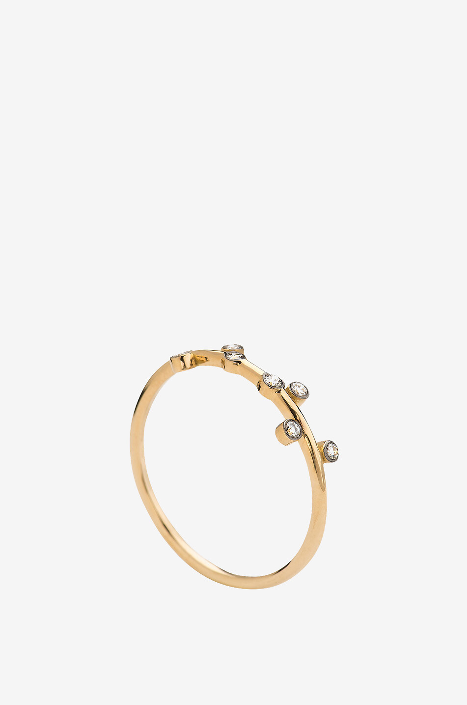 YANNIS SERGAKIS Fleurs Sauvages 8 diamond and yelow gold ring Women GOLDEN 2