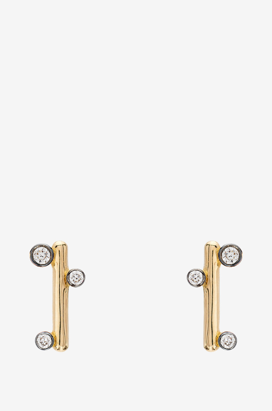 YANNIS SERGAKIS Fleurs Sauvages 3 yellow gold and diamond stud earrings Women GOLDEN 1