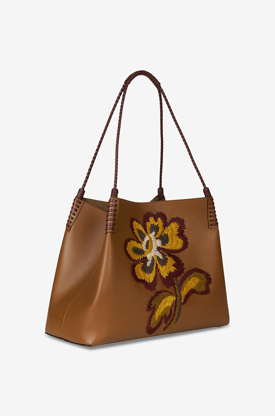 ETRO Shopper aus Glattleder mit Blütenstickerei Libra Medium Damen BRAUN 4