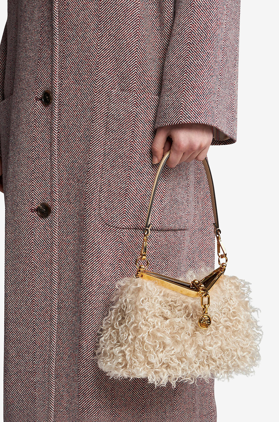 ETRO Vela Mini wool and mohair shoulder bag Women EGGSHELL 3