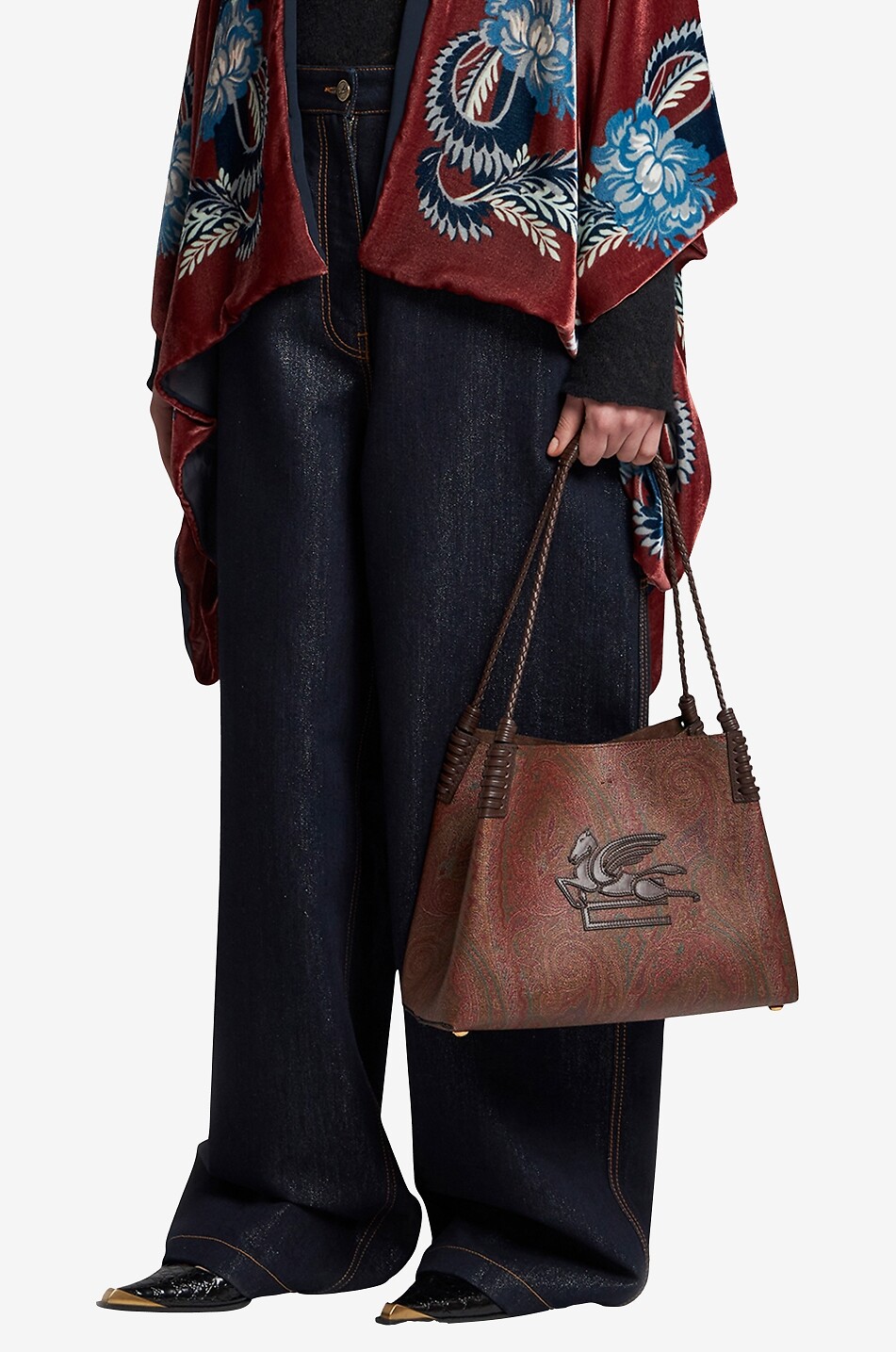 ETRO Sac cabas en jacquard Paisley enduit Libra Small Femme MARRON 3