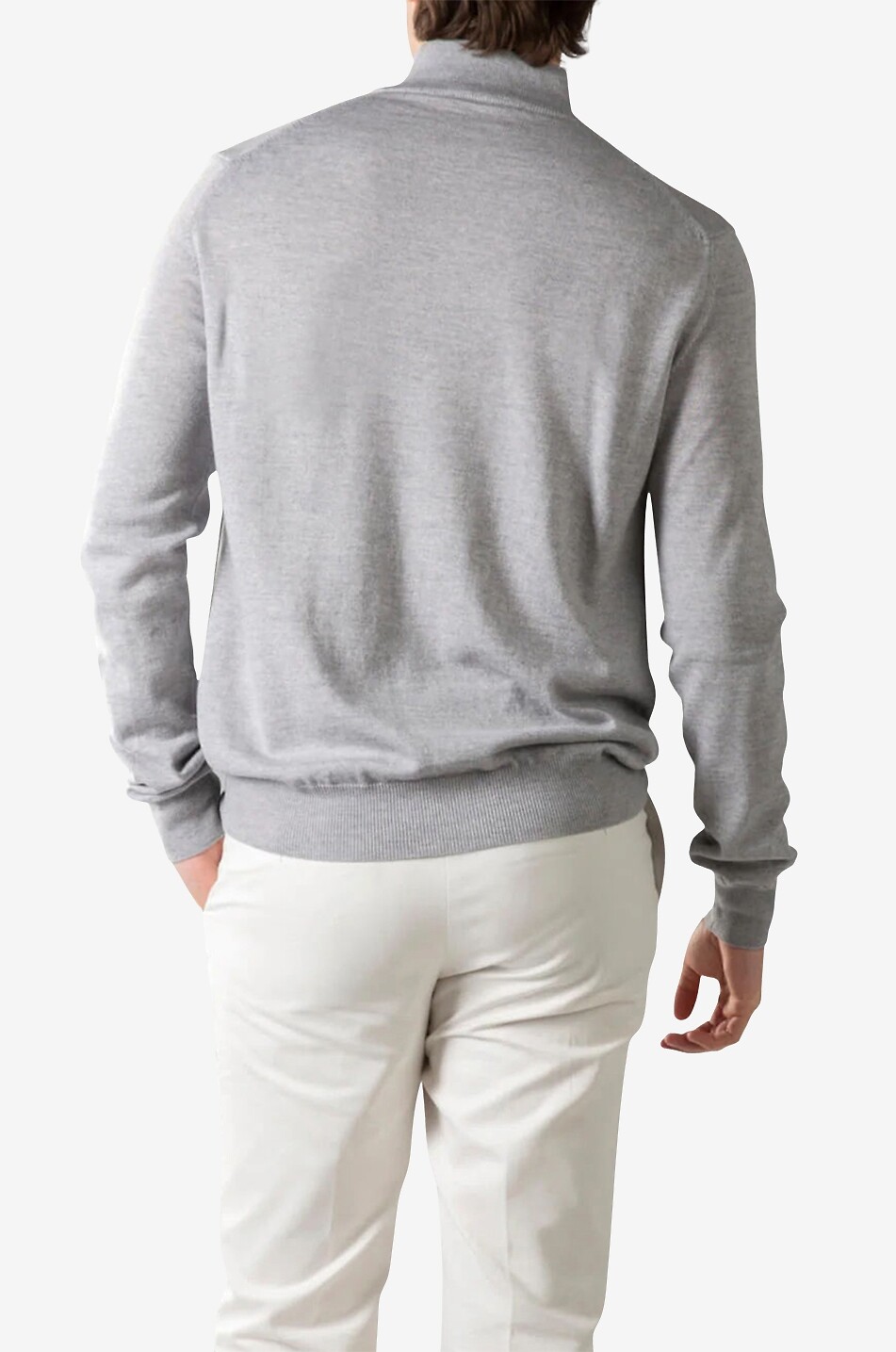 AURELIEN Cashwool half-zip stand-up collar extrafine merino wool jumper Men LIGHT GREY 4