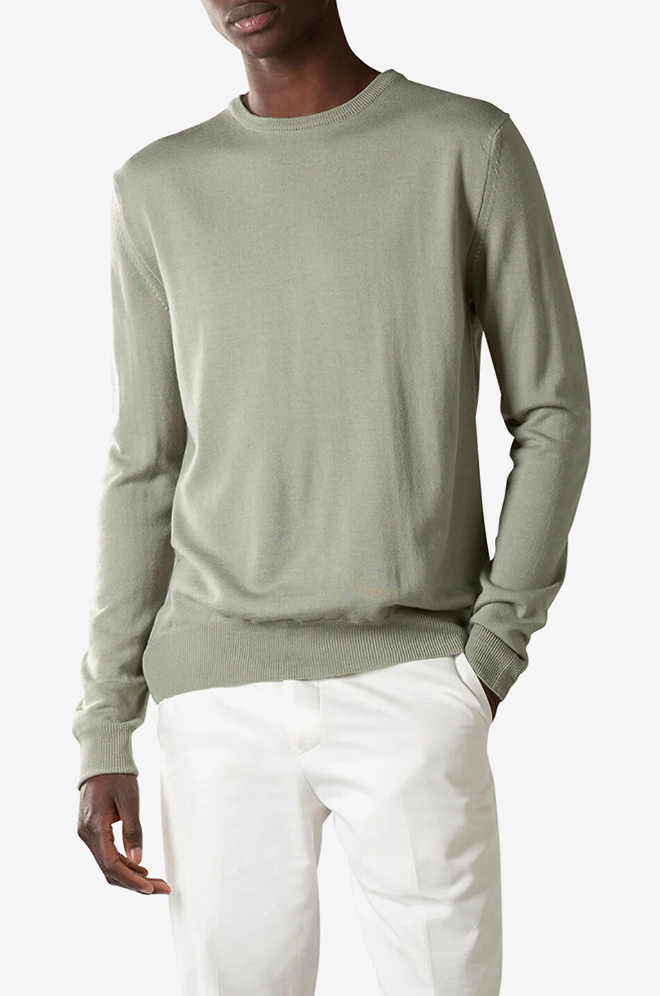 AURELIEN Cashwool fine crewneck jumper Men LIGHT KHAKI 3