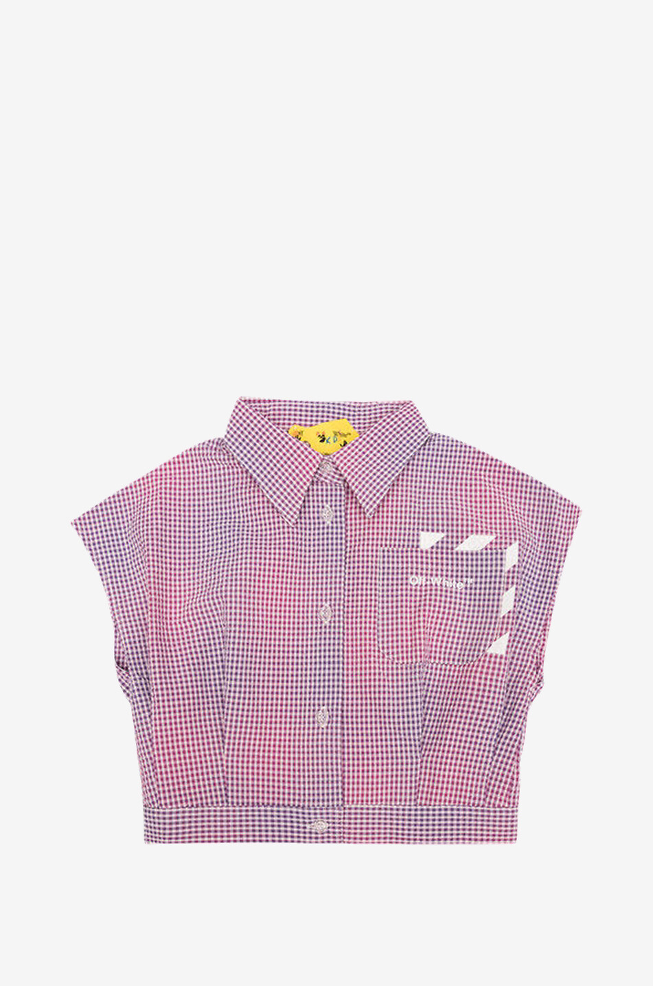 Diag Pocket girl's cropped shirt with gingham check