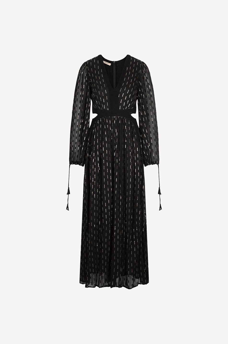 TWINSET Robe longue en georgette à sequins et découpes taille Femme NOIR 1