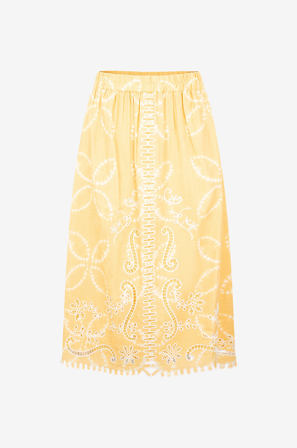 Jupe midi en coton à broderies anglaises Liat