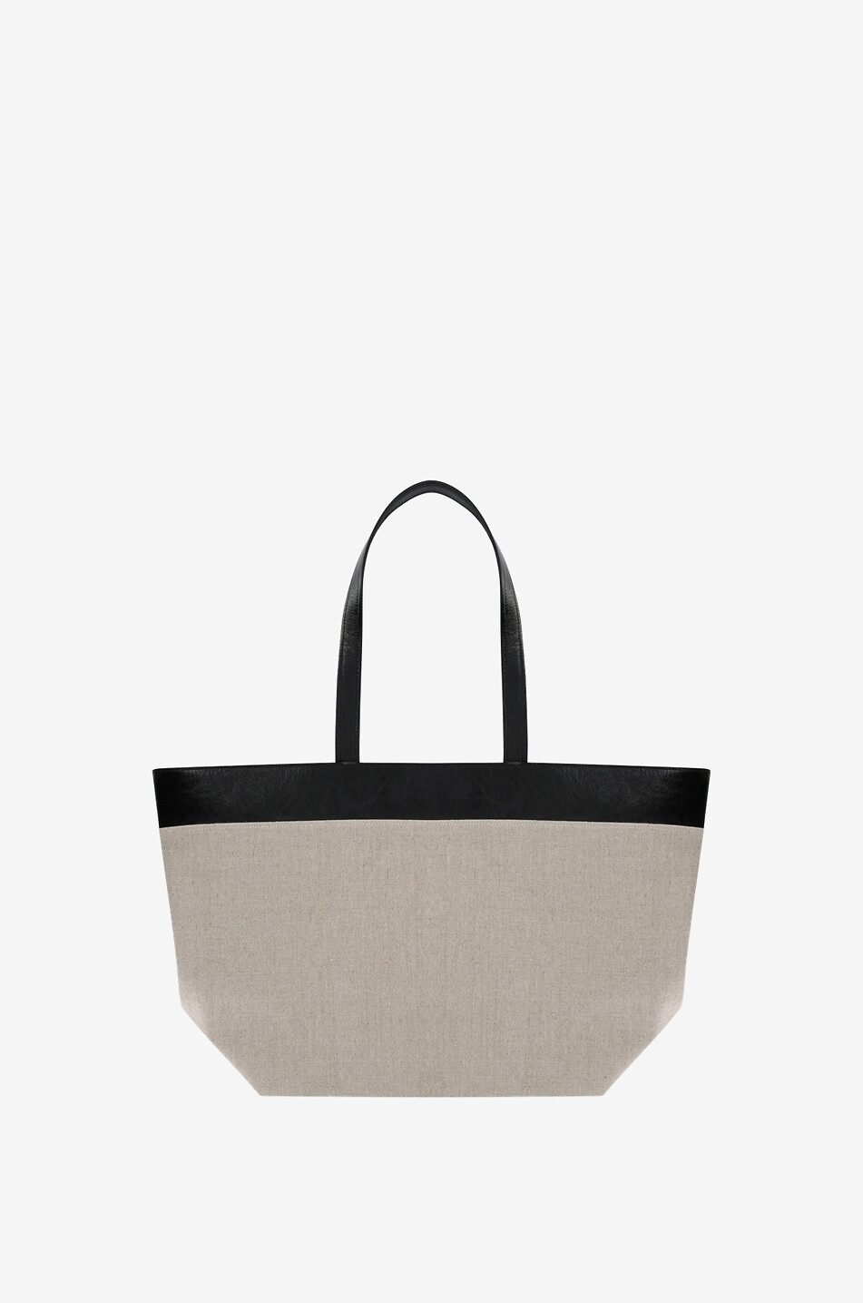 Maxi Est Ouest Ami linen and craqued leather tote bag