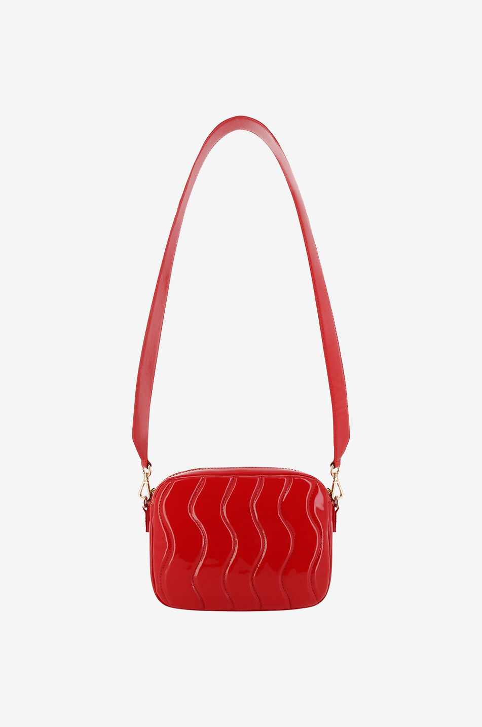 Sac caméra en cuir verni matelassé César Vague