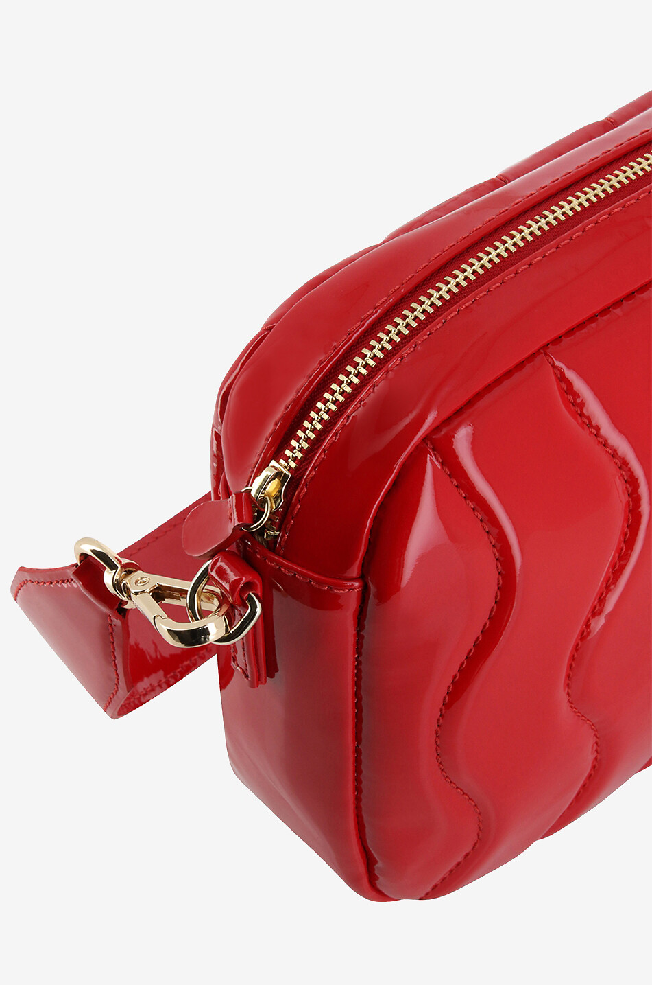 Sac caméra en cuir verni matelassé César Vague