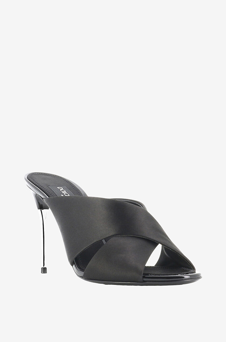 DOLCE & GABBANA Offene einfarbige Satinpantoletten mit Absatz Keira 85 Damen SCHWARZ 1