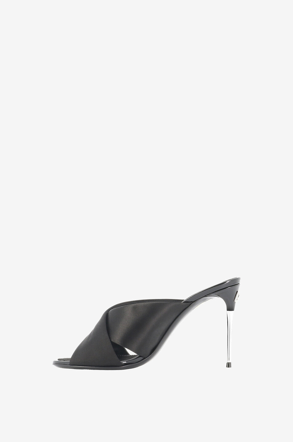 DOLCE & GABBANA Offene einfarbige Satinpantoletten mit Absatz Keira 85 Damen SCHWARZ 3