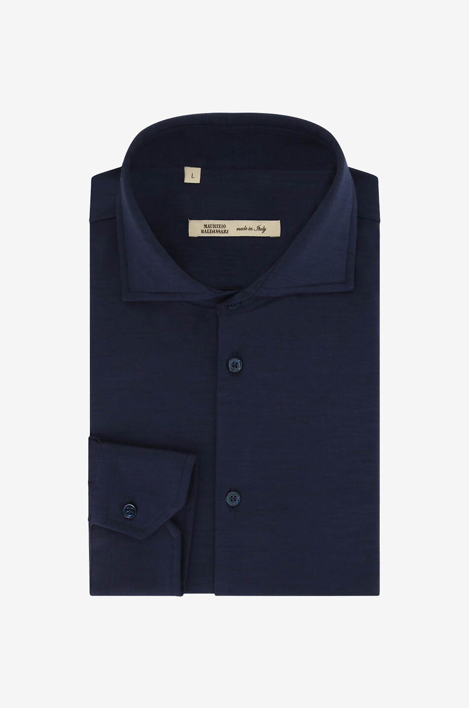 MAURIZIO BALDASSARI Chemise à manches longues en jersey de laine vierge Homme BLEU FONCE 1
