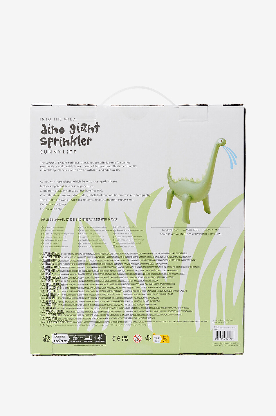 SUNNYLIFE Aufblasbarer Dinosaurier-Wassersprinkler für Kinder Into The Wild Haus HELLES KHAKI 4