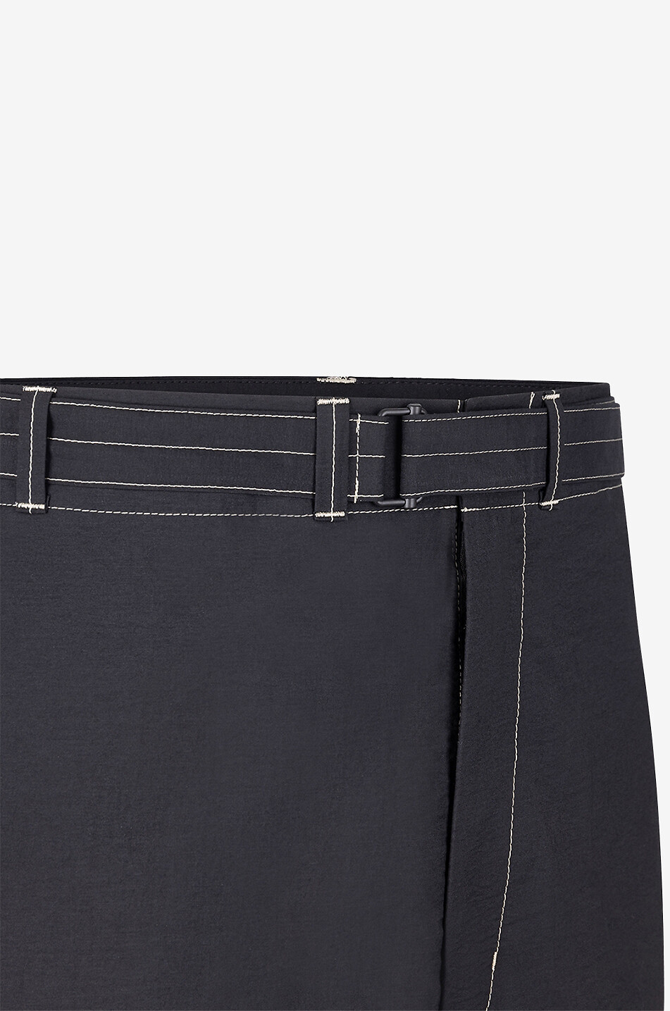Belted lightweight cotton blend carrot trousers