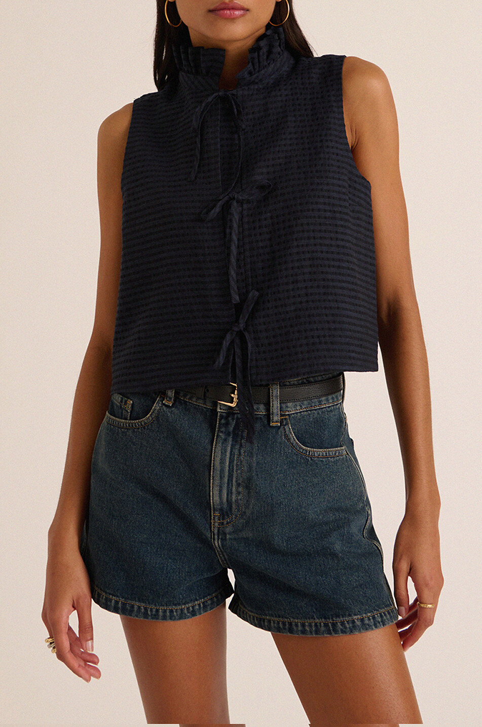 Kariertes ärmelloses Boxy-Top Gersende