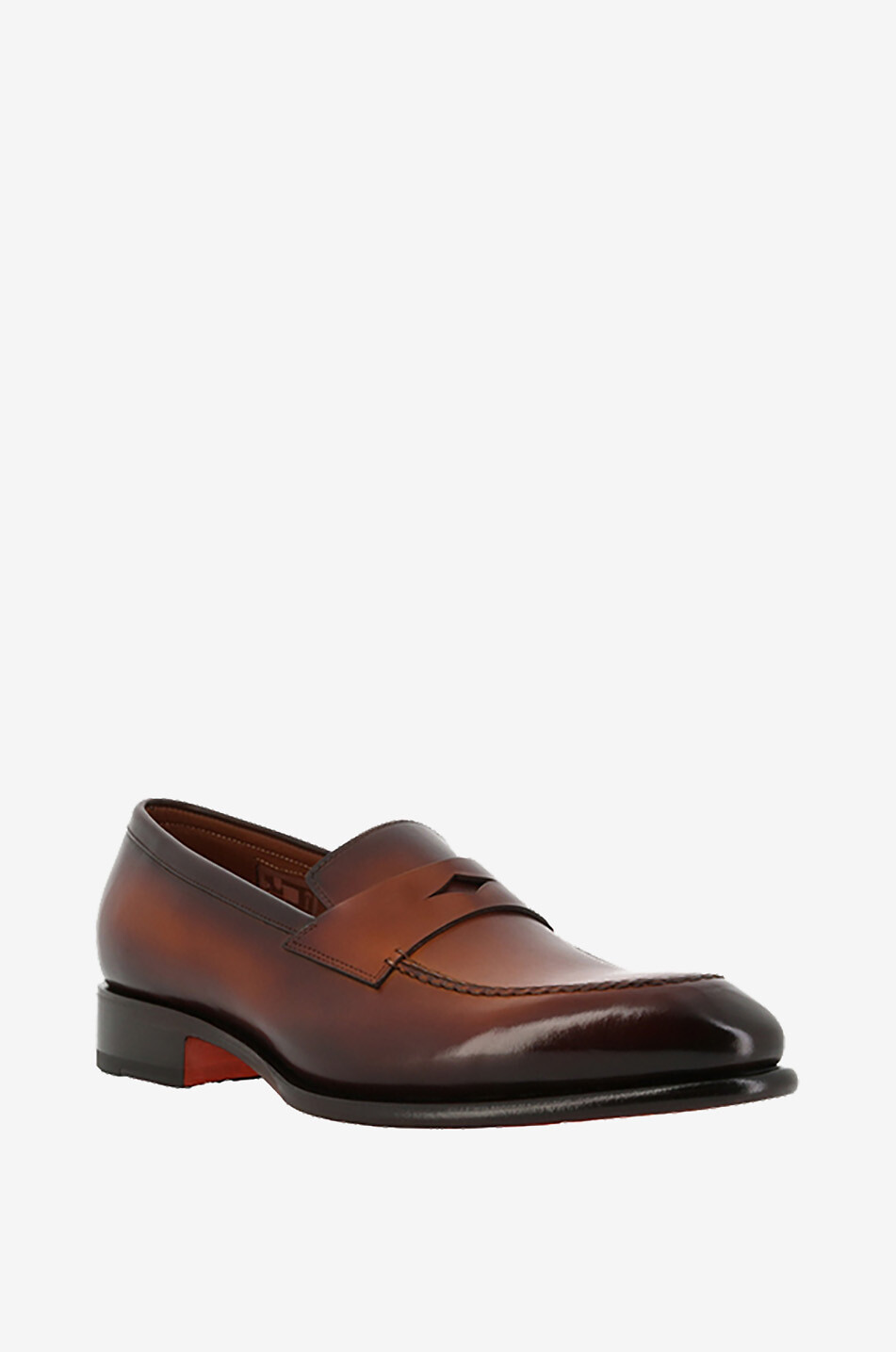 SANTONI Sfumato leather loafers Men MEDIUM BROWN 1