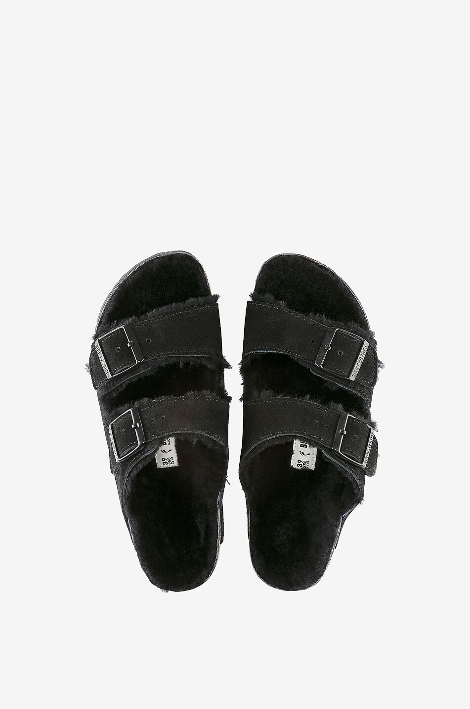 Arizona Teddy Split suede and shearling flat sandals