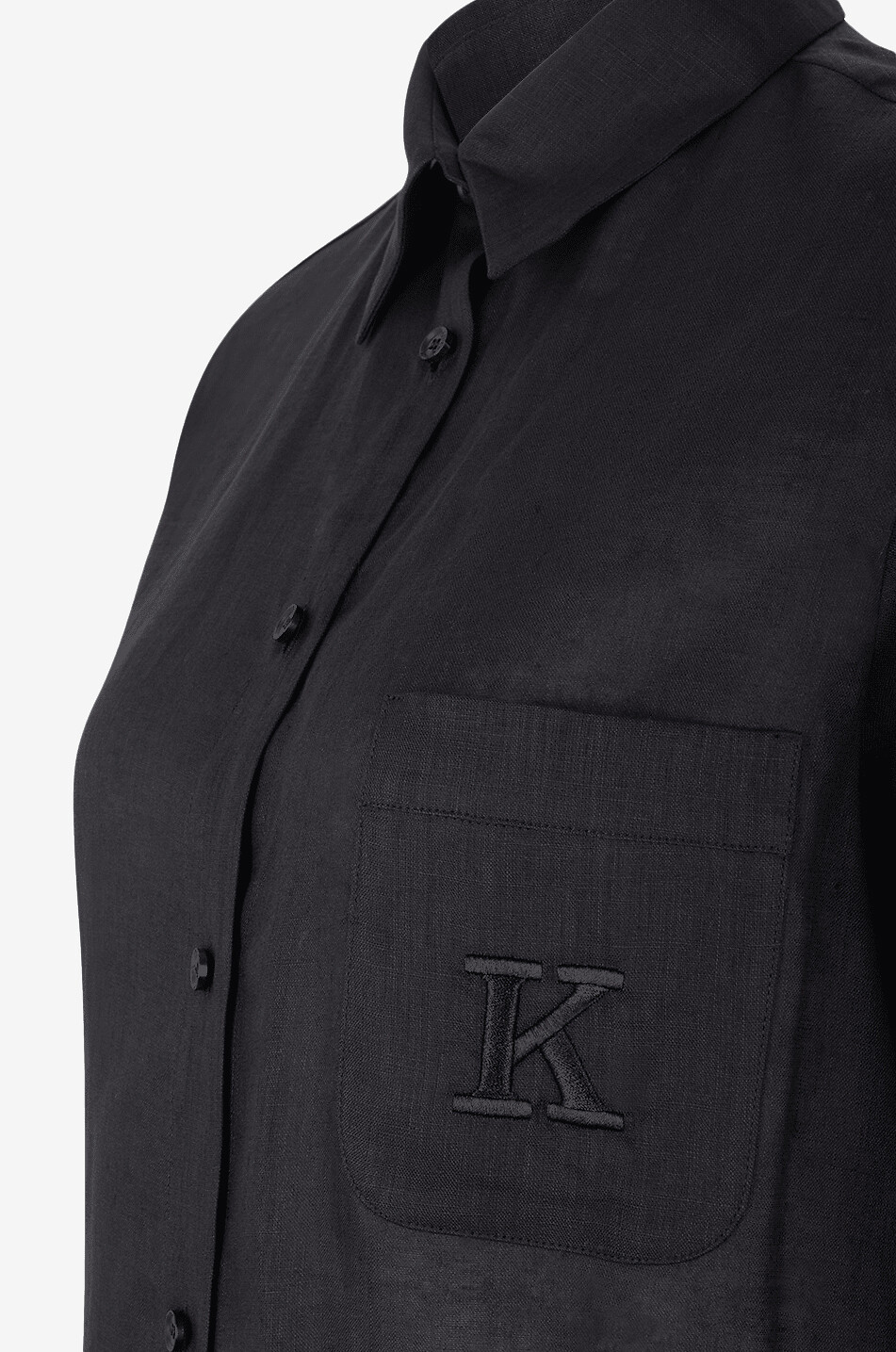 Oversize-Leinenhemd mit Ajourdetails