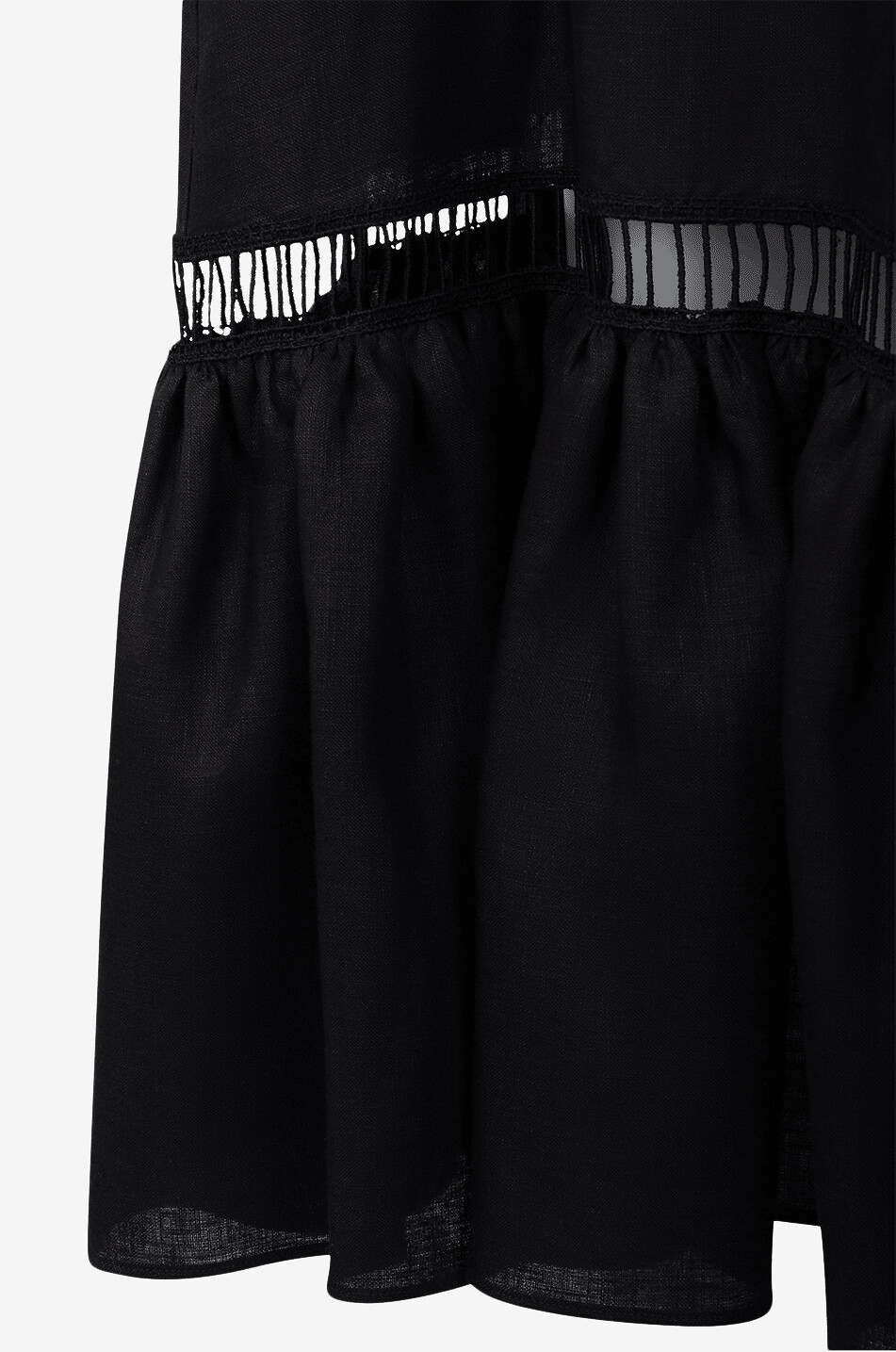 KITON Maxirock aus Leinen mit Rüsche und Lochmotiv Damen SCHWARZ 3