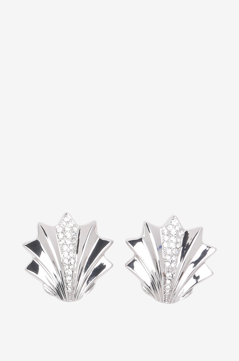Clips d'oreilles argentés à cristaux Shell Small
