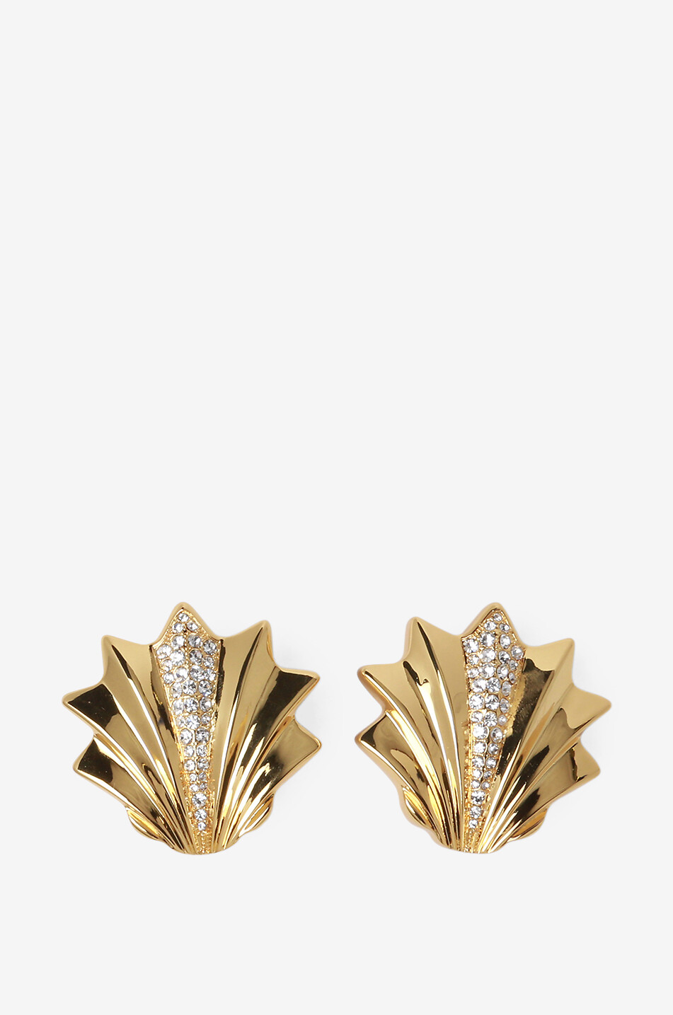 Goldene Ohrclips mit Kristallen Shell Large