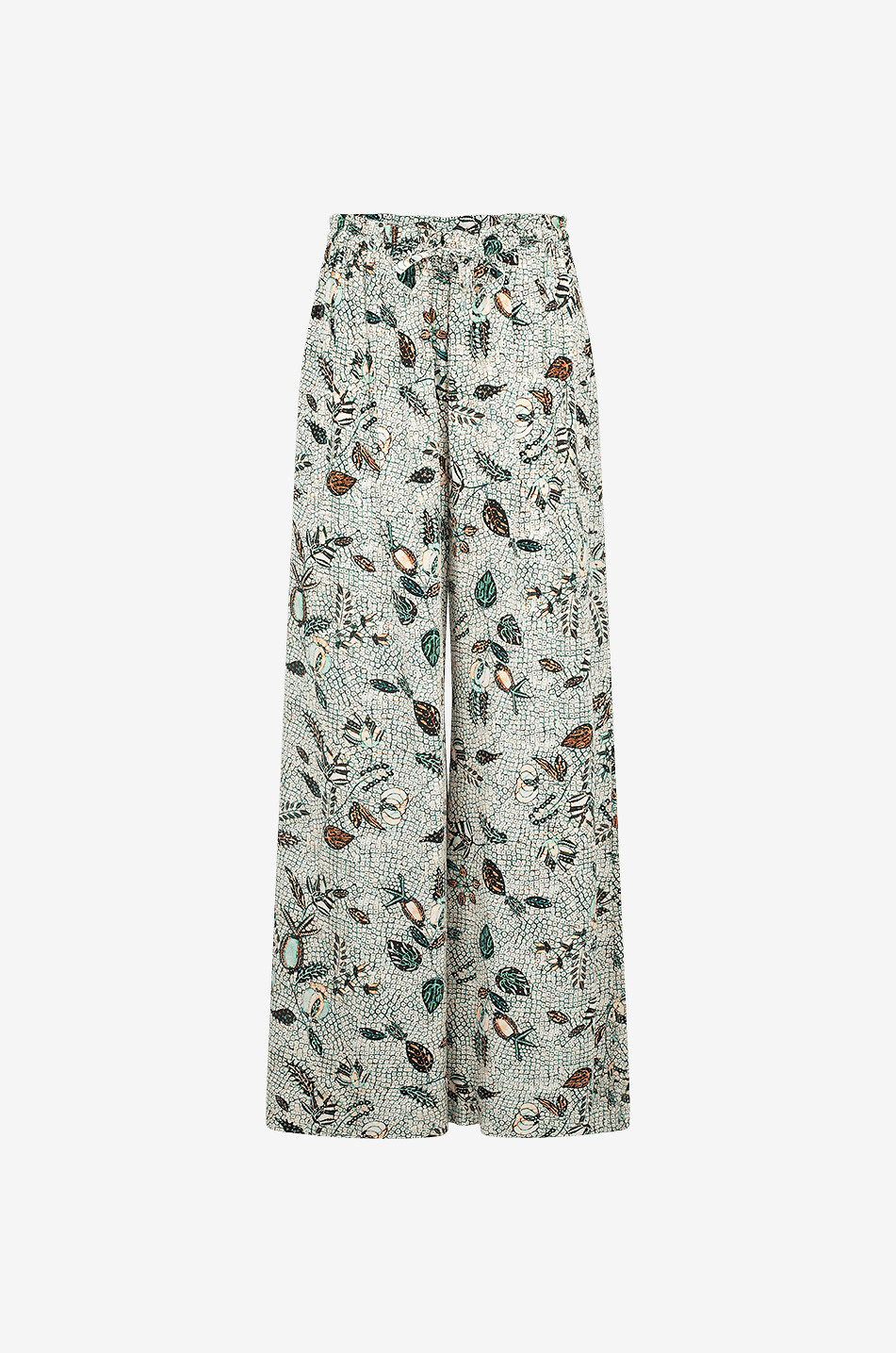 ULLA JOHNSON Sawyer wide-leg trousers with botanical print Women LIGHT GREEN 1