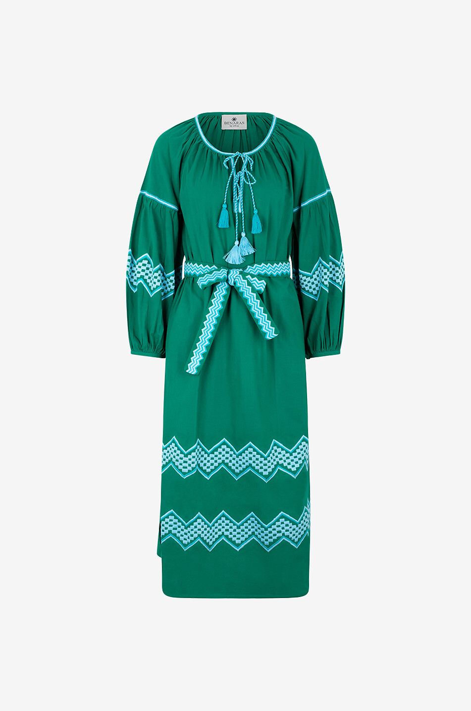 BENARAS BY CITRUS Rio Veronica long embroidered caftan Women GREEN 1