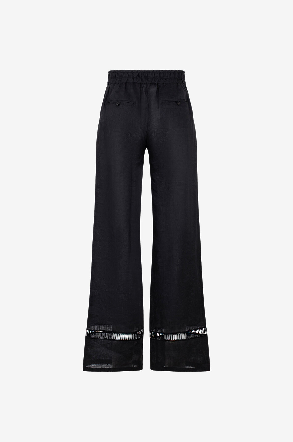 Leinenhose mit weitem Bein und Ajour-Details