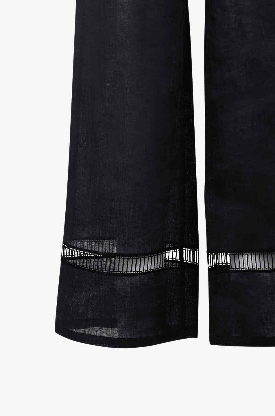 Linen wide-leg trousers with openwork details
