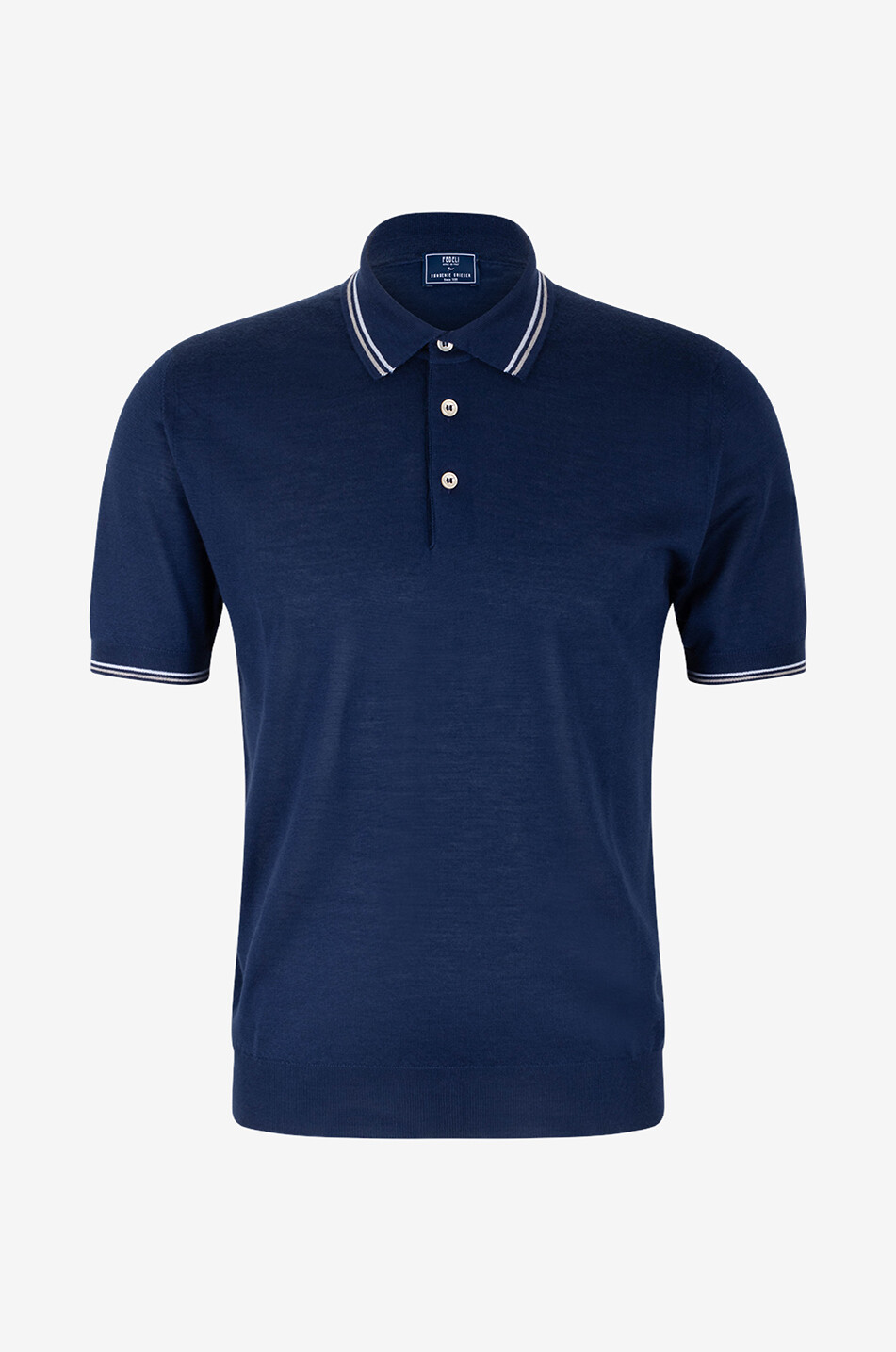 Polo en cachemire et soie à lisérés