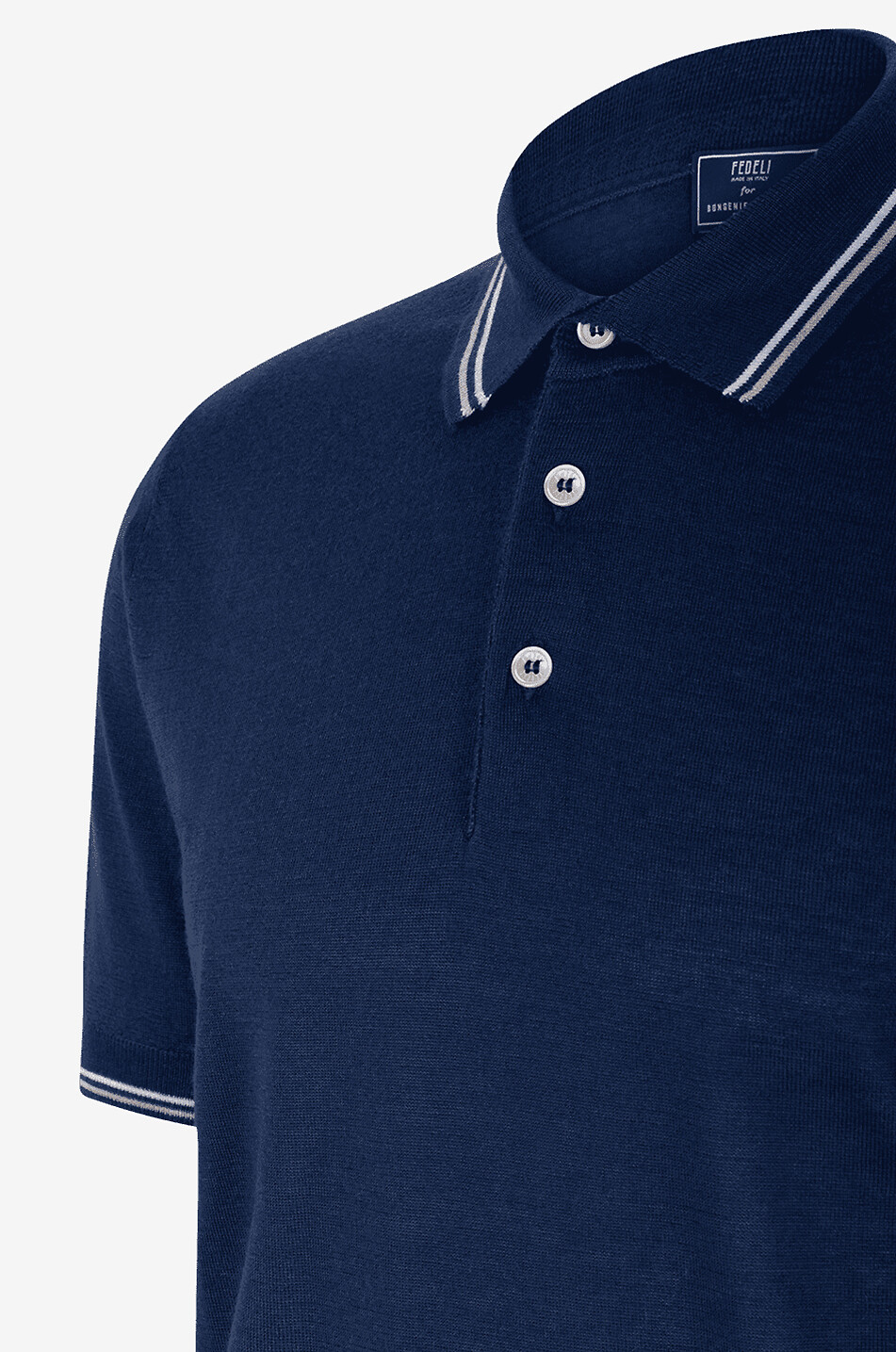 FEDELI Polohemd aus Kaschmir und Seide mit Kontrastkanten Herren DUNKELBLAU 3
