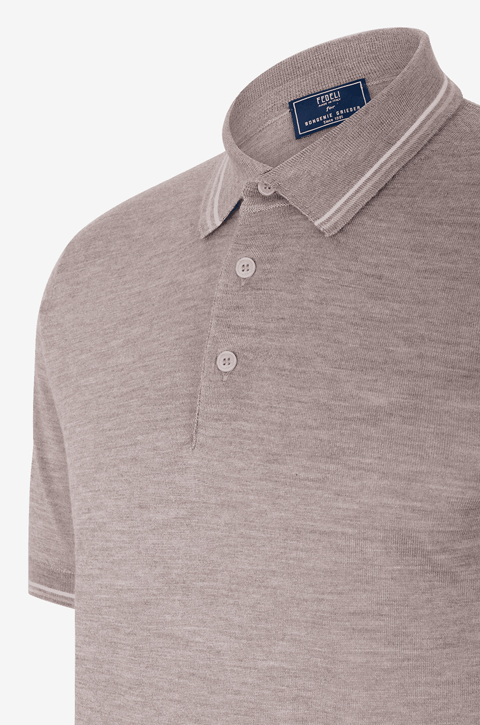 FEDELI Polohemd aus Kaschmir und Seide mit Kontrastkanten Herren BRAUN 3