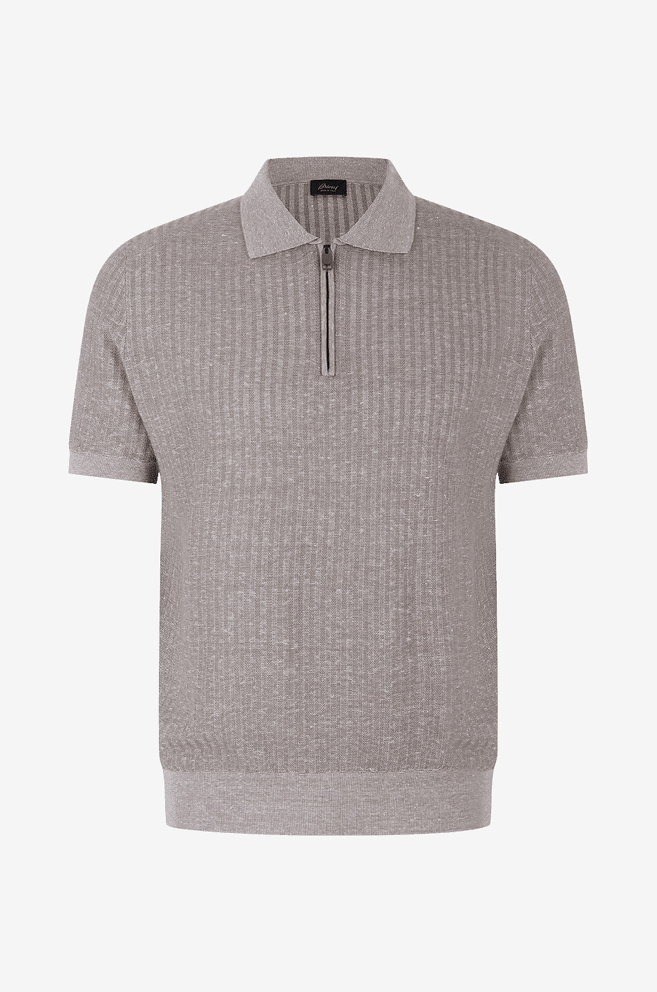 Half zip knit silk blend polo shirt