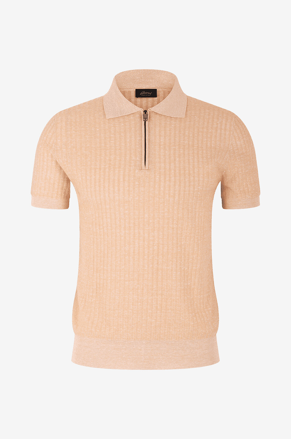 Polo en maille de soie mélangée à col zippé