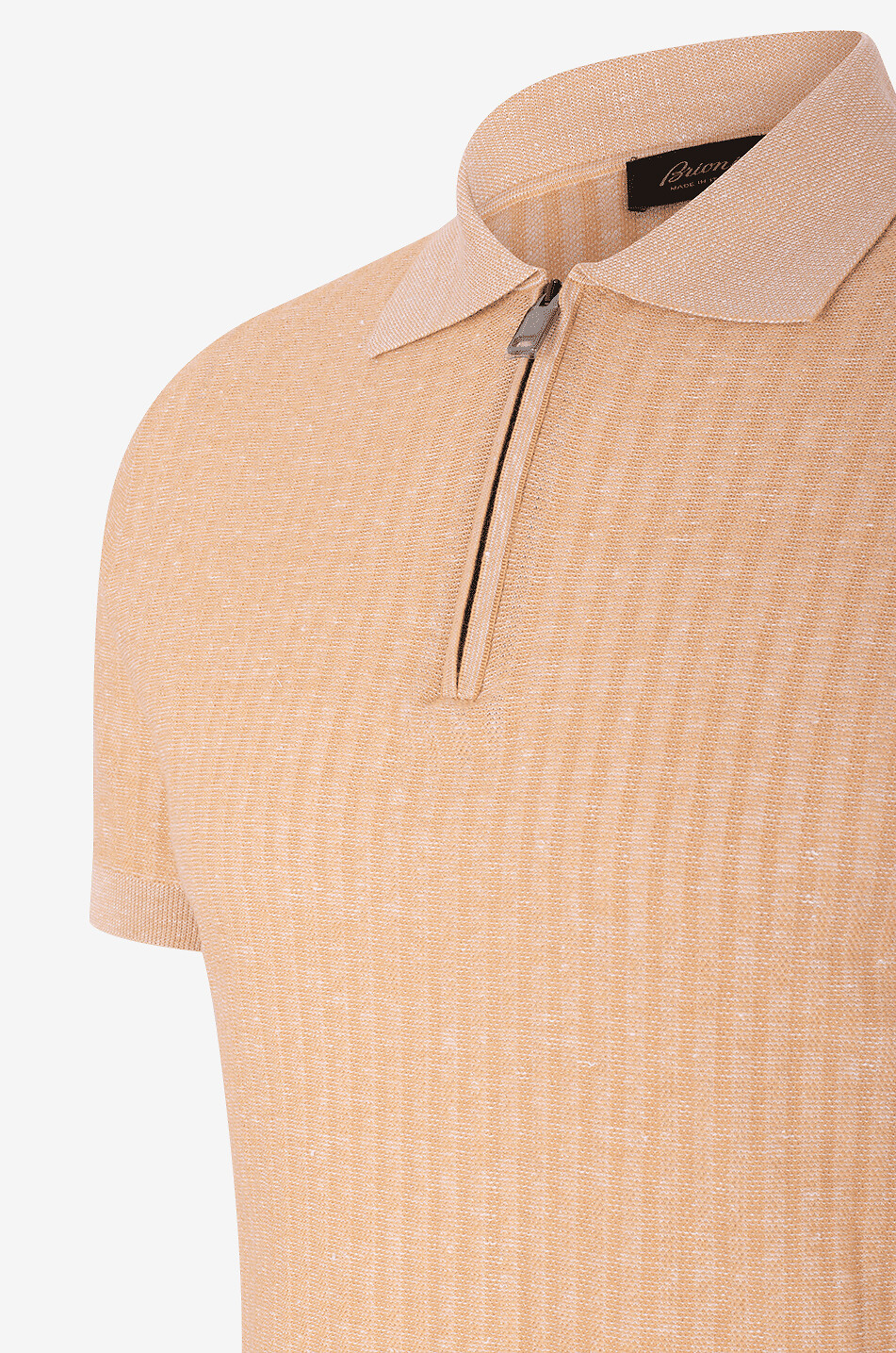 BRIONI Half-zip knit silk blend polo shirt Men LIGHT ORANGE 3