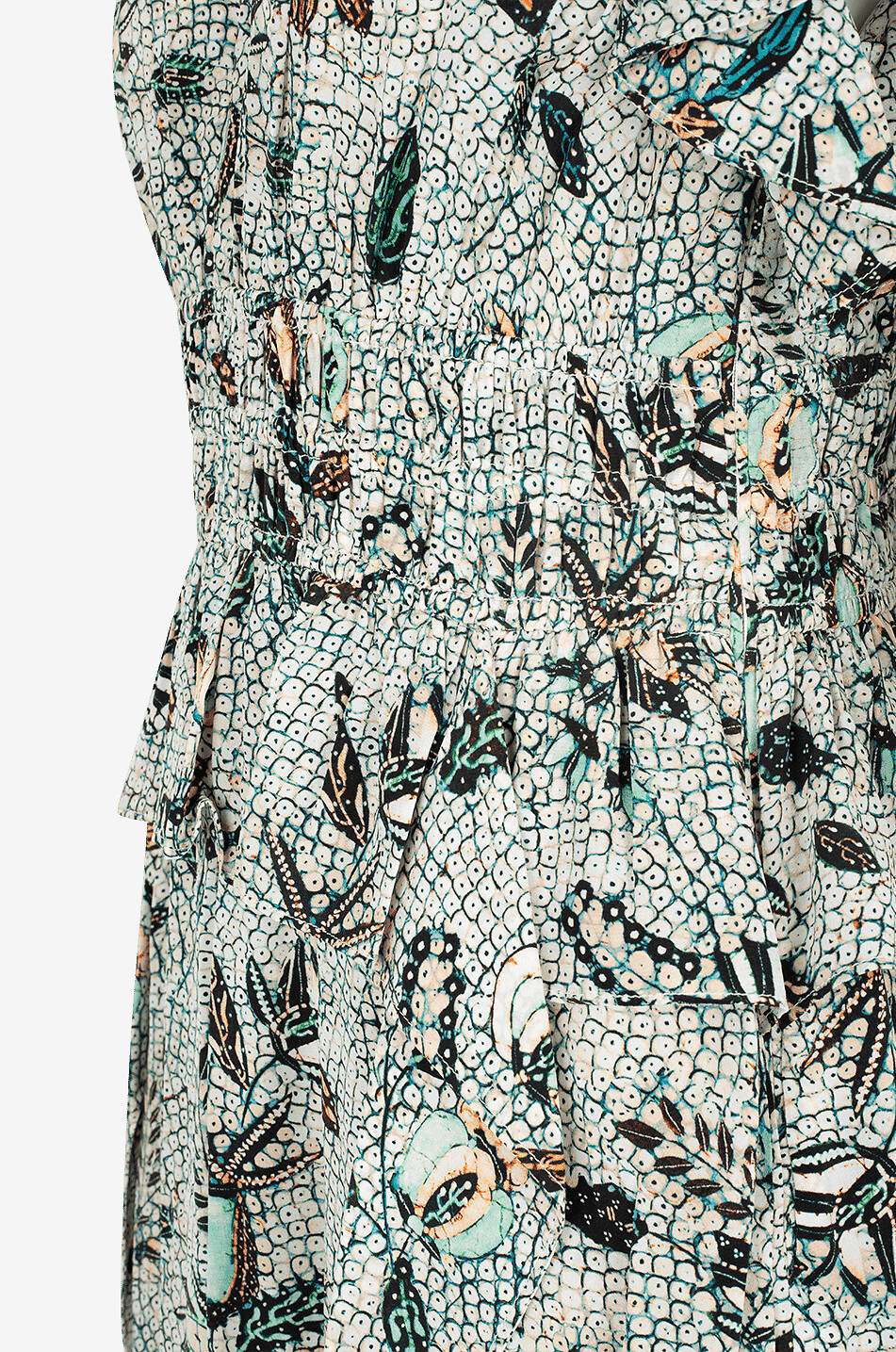 Midikleid aus Seiden mit kurzen Ärmeln und Pflanzenmotiven Brielle