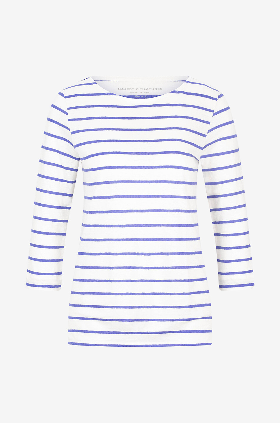 T-shirt rayé à manches trois-quarts en lin