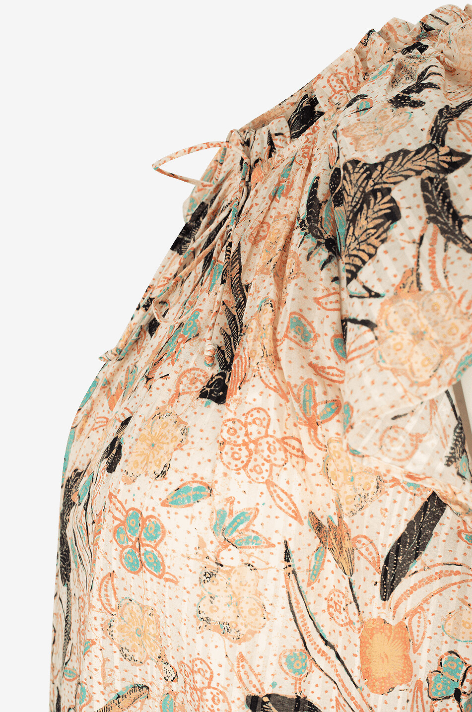 ULLA JOHNSON Short-sleeved frilled top in cotton blend Cléo Women MULTI COLOURED 3