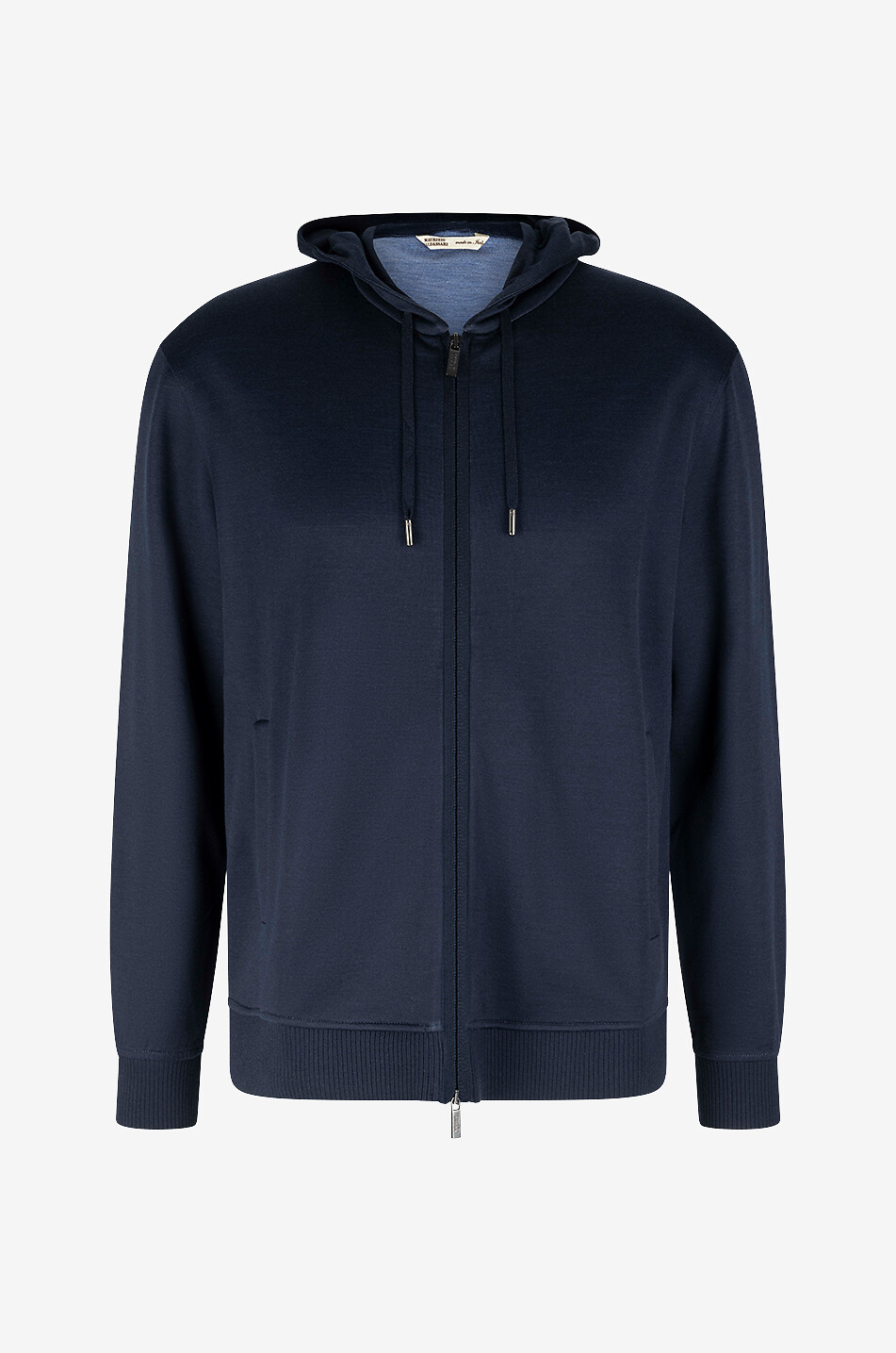 Kapuzen-Cardigan mit Reissverschluss aus Seide und Baumwolle