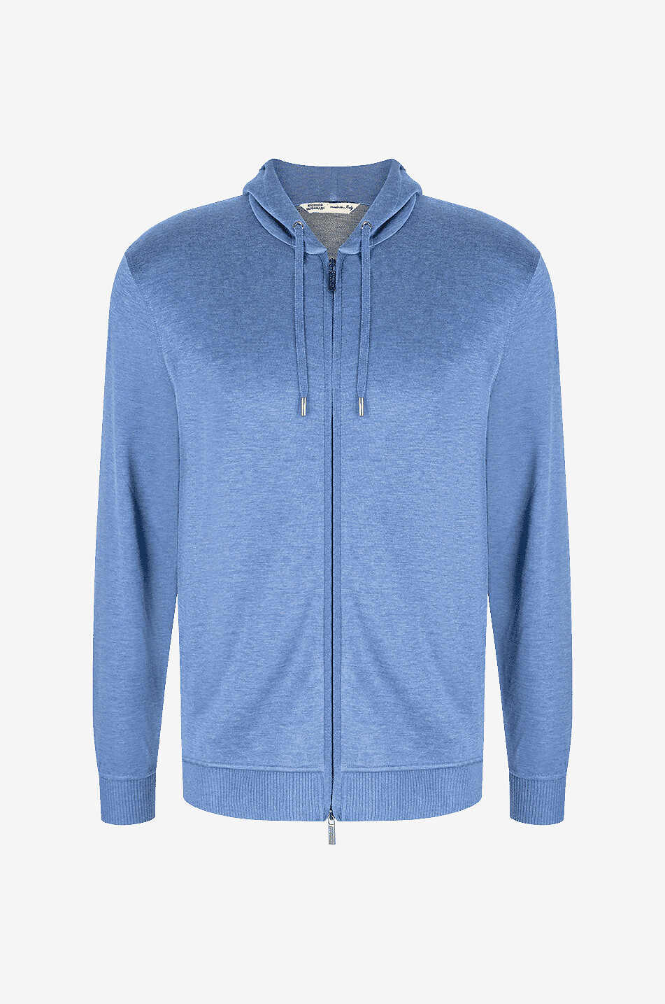 Cardigan zippé à capuche en soie et coton