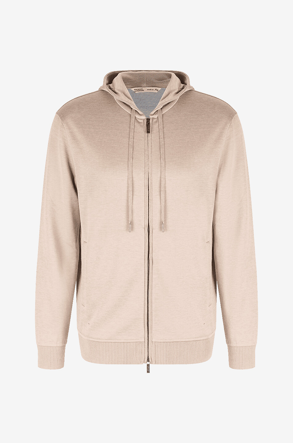 Cardigan zippé à capuche en soie et coton