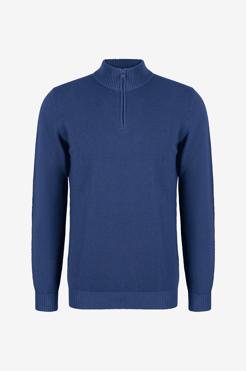 FEDELI Half-zip stand-up collar cotton jumper Men MEDIUM BLUE 1