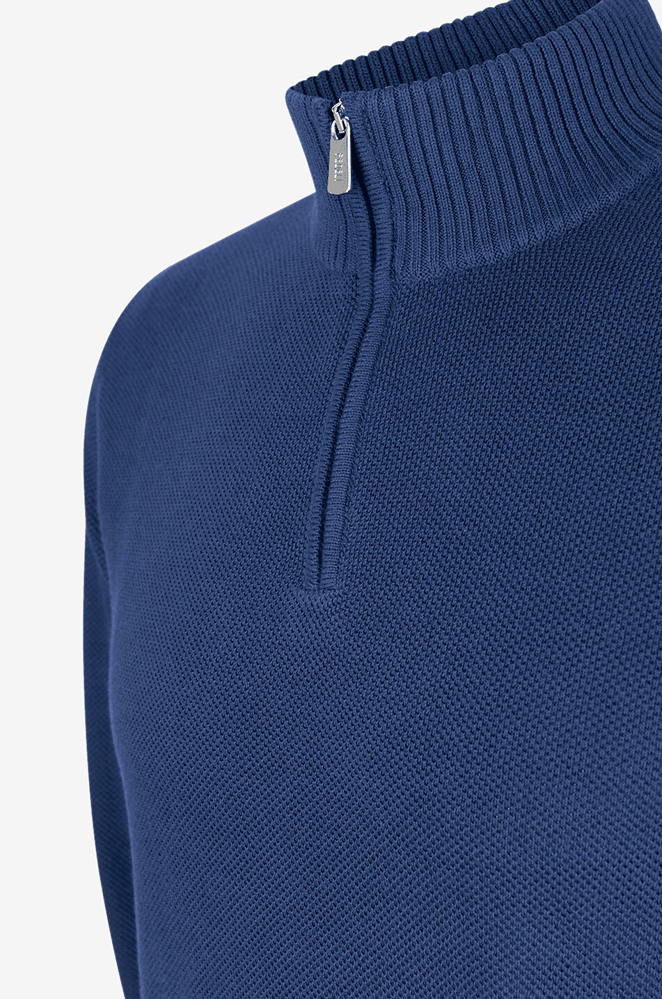 FEDELI Half-zip stand-up collar cotton jumper Men MEDIUM BLUE 3