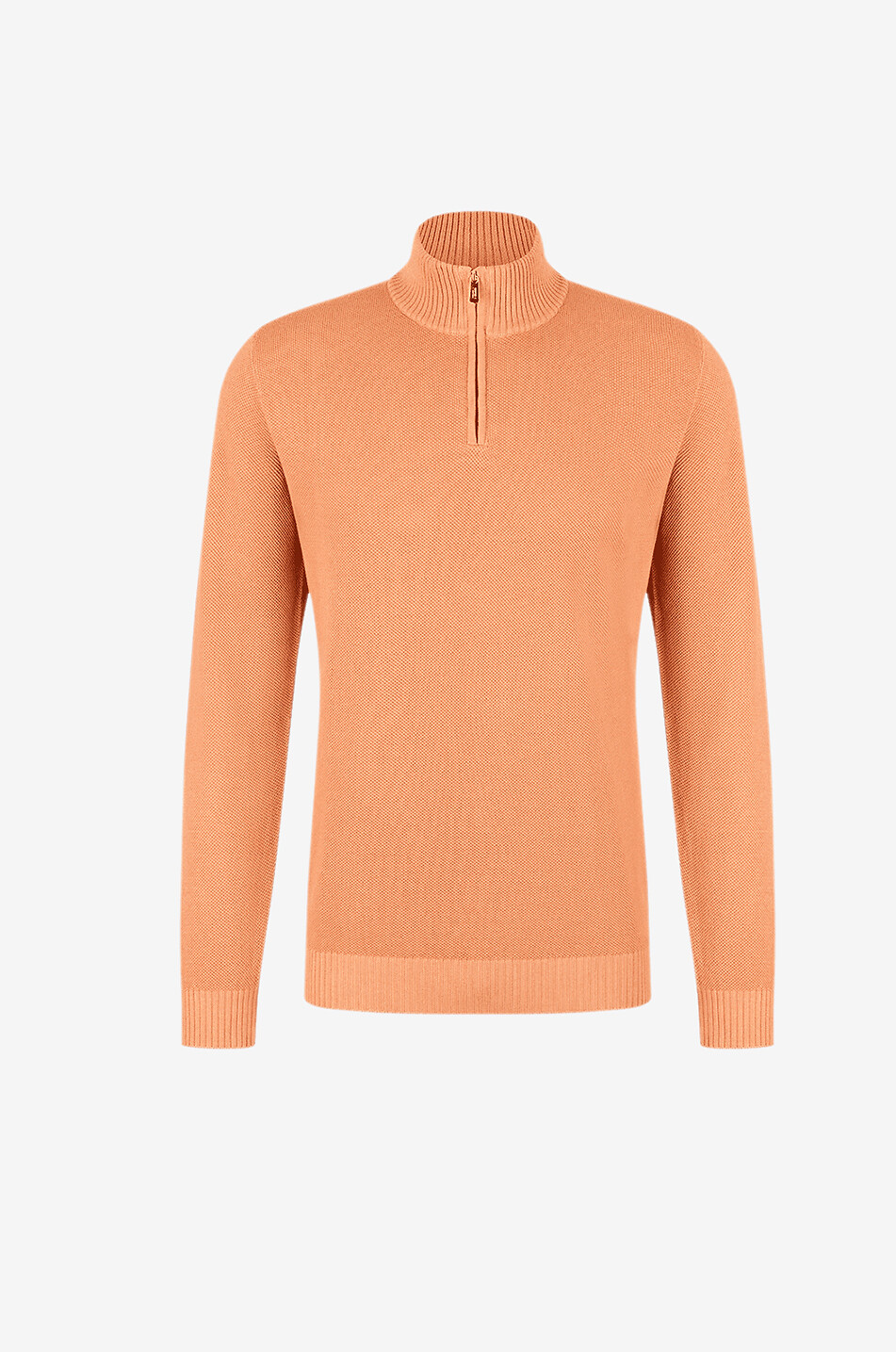 Half-zip stand-up collar cotton jumper
