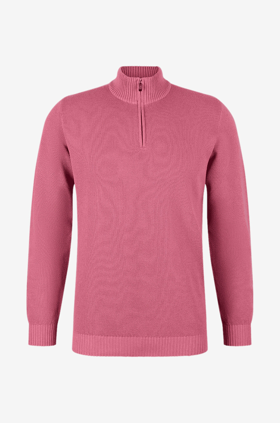 FEDELI Pull en coton à col montant zippé Homme VIOLET MOYEN 1