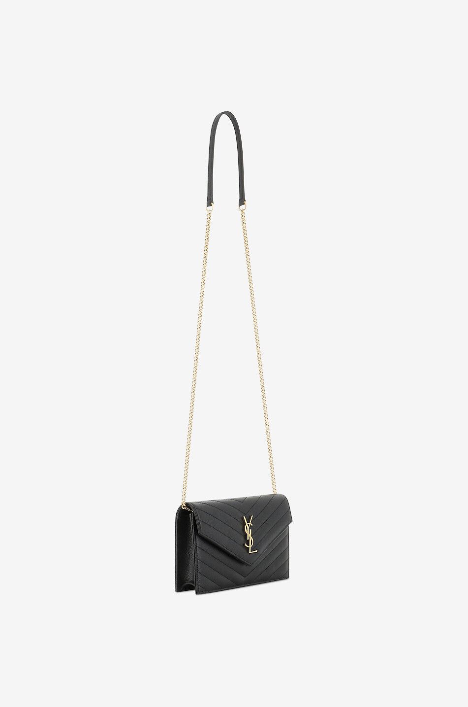 SAINT LAURENT PARIS Gesteppte Brieftasche aus genarbtem Leder mit Gurt Cassandre Damen SCHWARZ 4