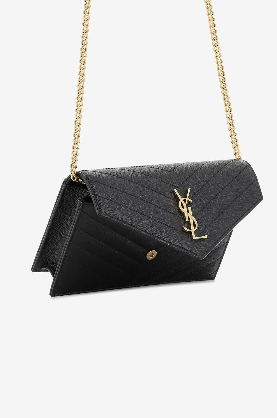 SAINT LAURENT PARIS Gesteppte Brieftasche aus genarbtem Leder mit Gurt Cassandre Damen SCHWARZ 7