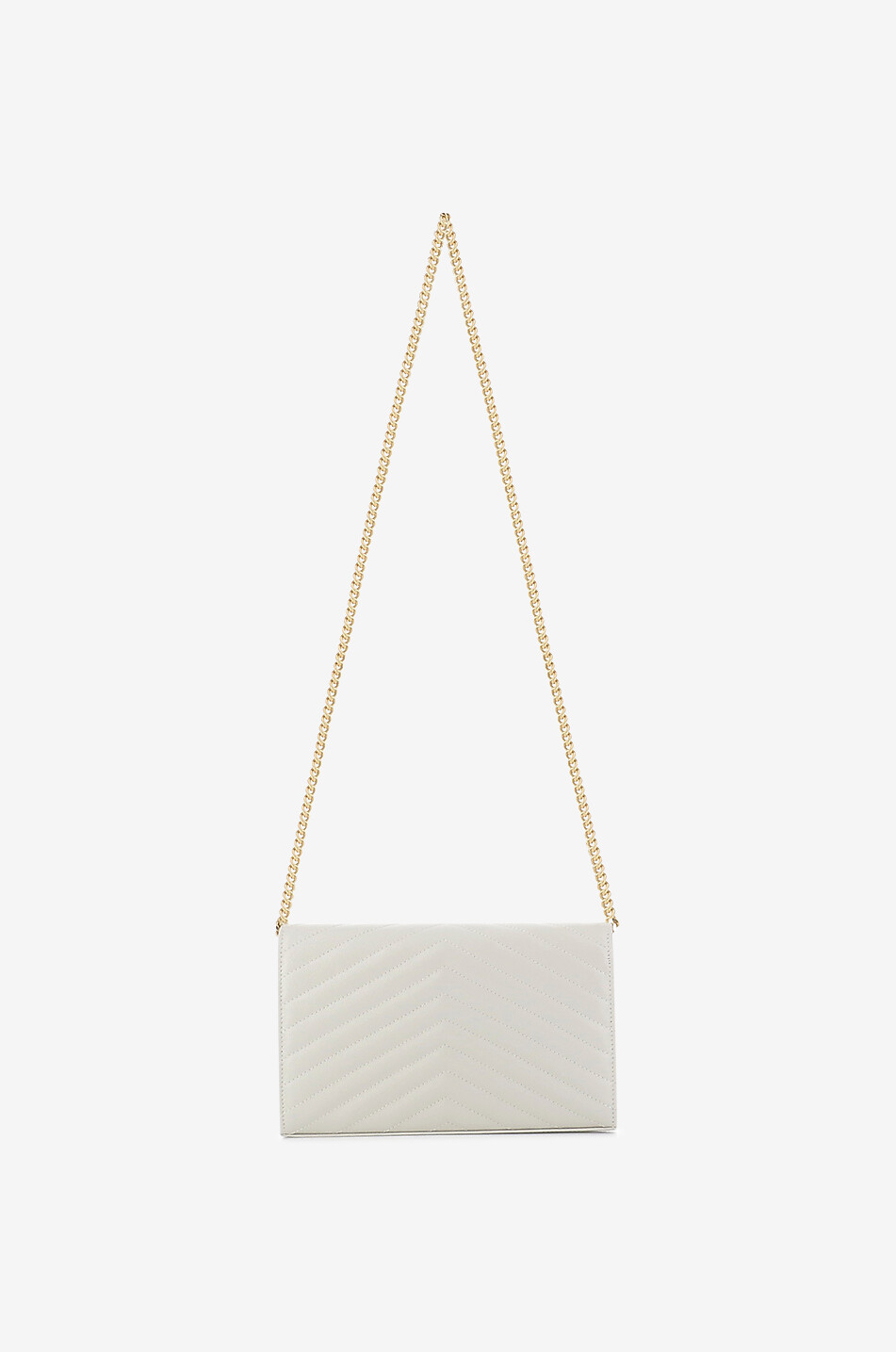 SAINT LAURENT PARIS Brieftasche mit Kettengurt aus gestepptem Leder Cassandre Damen Hellbeige 6